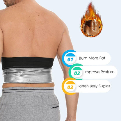 Waist Trimmer for Men Sauna Belt Waist Trimmer Sweat Workout Shaper for Training Fitness Silver