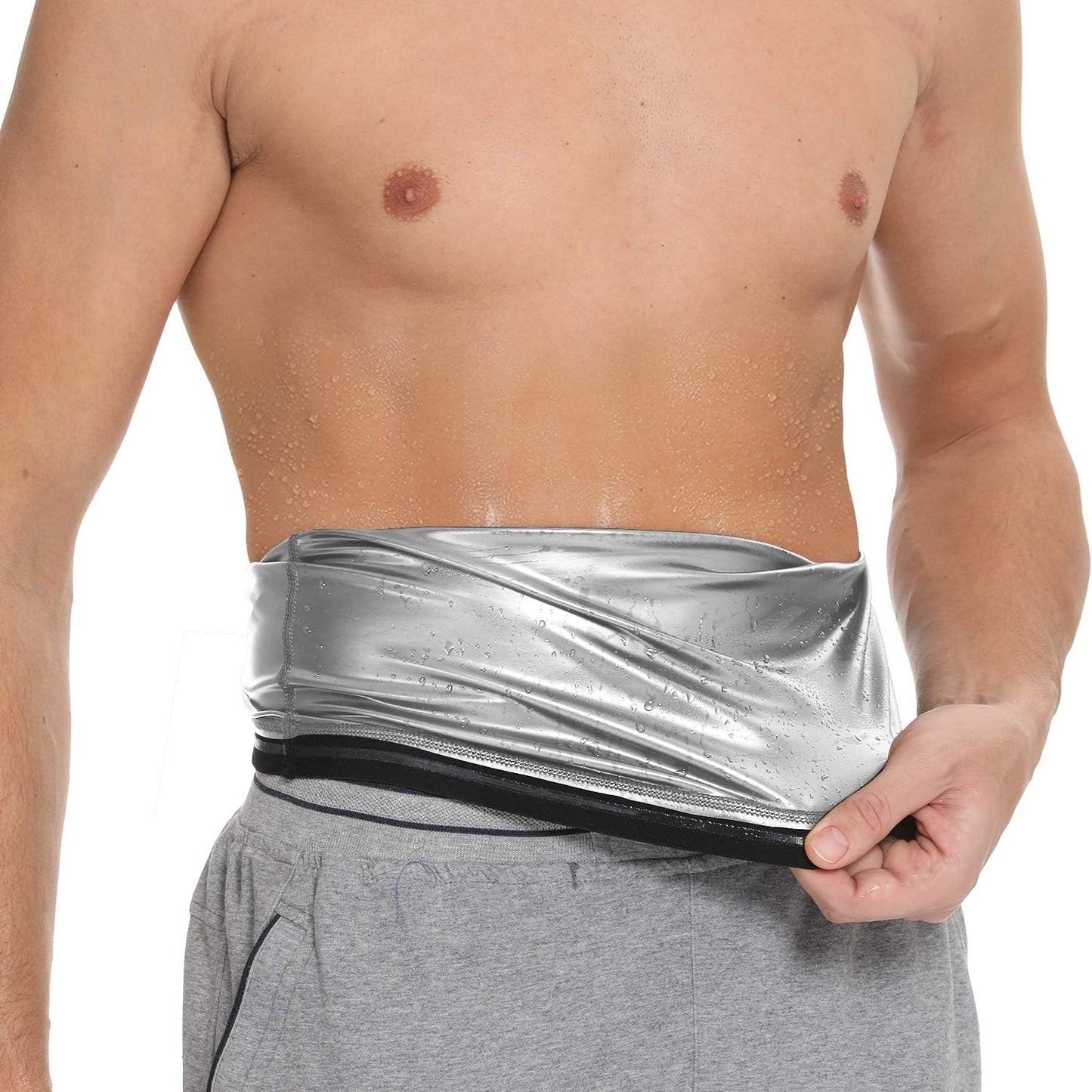 Waist Trimmer for Men Sauna Belt Waist Trimmer Sweat Workout Shaper for Training Fitness Silver